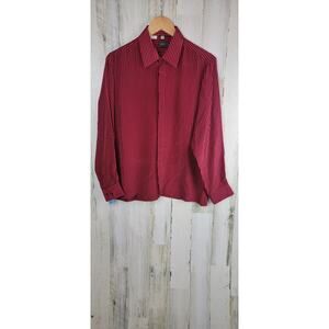 Bocci Striped 100% Silk Button Up - Mens Large (15.5)